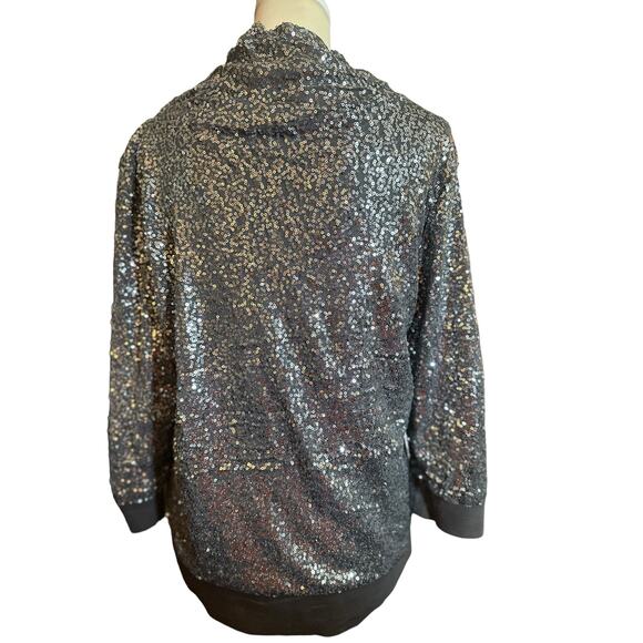 Chico’s
Sequined Blouse . Size 2. Cowl neck, short sleeve - Picture 5 of 7